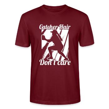 Softball Catcher Hair Don't Care - Stanley/Stella Unisex Bio-T-Shirt CRAFTER - Burgunderrot - Vorne - Alina (178cm) & Michal (187cm)