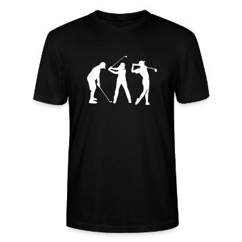 Golf Golfer Golfen Spieler - Stanley/Stella Unisex Bio-T-Shirt CRAFTER - Schwarz - Vorne - Alina (178cm) & Michal (187cm)