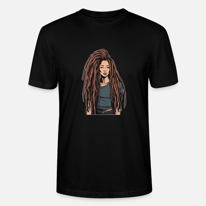 Dreadlocks de cheveux Rasta Dreads - T-shirt bio CRAFTER Stanley Stella Unisexe - noir