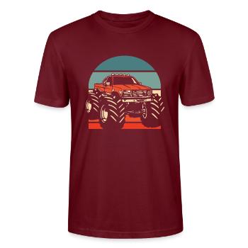 Monster Truck - Stanley/Stella CRAFTER Unisex Organic T-Shirt - burgundy - Front - Alina (178cm) & Michal (187cm)