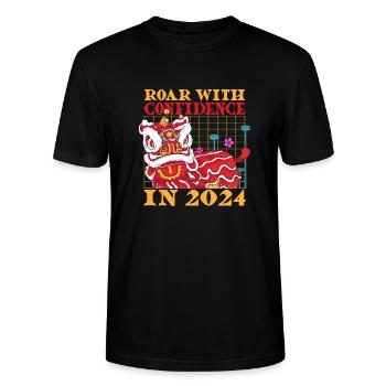 Jahr Des Drachen 2024 - Stanley/Stella Unisex Bio-T-Shirt CRAFTER - Schwarz - Vorne - Alina (178cm) & Michal (187cm)