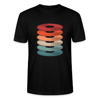 Vinyl Record Collector - Stanley/Stella CRAFTER Unisex Organic T-Shirt - black - Front - Alina (178cm) & Michal (187cm)