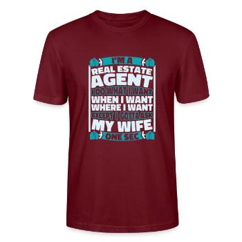 Agent immobilier - T-shirt bio CRAFTER Stanley Stella Unisexe - bordeaux - Devant - Alina (178cm) & Michal (187cm)