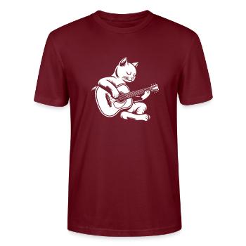 Acoustic Guitar - Stanley/Stella CRAFTER Unisex Organic T-Shirt - burgundy - Front - Alina (178cm) & Michal (187cm)