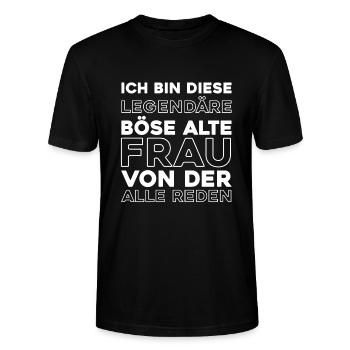 Schwarzer Humor Bse Alte Frau - Stanley/Stella Unisex Bio-T-Shirt CRAFTER - Schwarz - Vorne - Alina (178cm) & Michal (187cm)