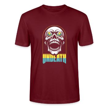 Volleyball Volleyball Player Skull Undeath - Stanley/Stella CRAFTER Unisex Organic T-Shirt - burgundy - Front - Alina (178cm) & Michal (187cm)