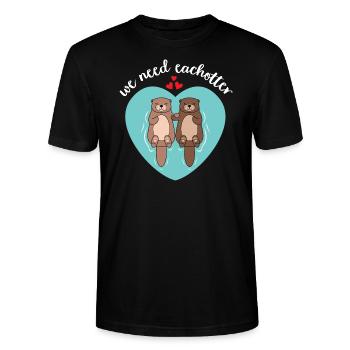 We Need Eachotter | Love Otter Couple - Stanley/Stella Unisex Bio-T-Shirt CRAFTER - Schwarz - Vorne - Alina (178cm) & Michal (187cm)