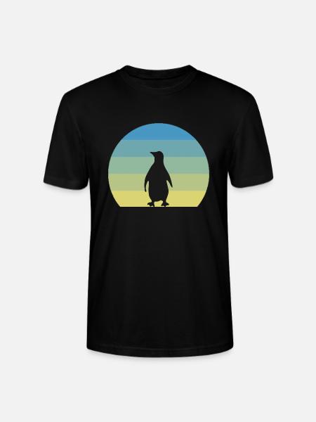 Retro Green Penguin - Stanley/Stella CRAFTER Unisex Organic T-Shirt - black