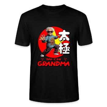 Funny Tai Chi Grandma - Stanley/Stella CRAFTER Unisex Organic T-Shirt - black - Front - Alina (178cm) & Michal (187cm)
