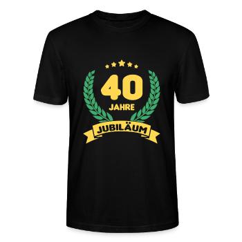 40 Jahre Jubiläum - Stanley/Stella Unisex Bio-T-Shirt CRAFTER - Schwarz - Vorne - Alina (178cm) & Michal (187cm)