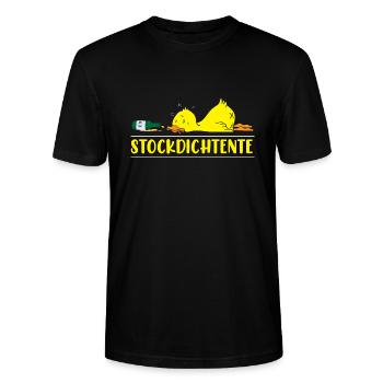 Stockdichtente Bier Alkohol Saufen Party Feiern - Stanley/Stella Unisex Bio-T-Shirt CRAFTER - Schwarz - Vorne - Alina (178cm) & Michal (187cm)