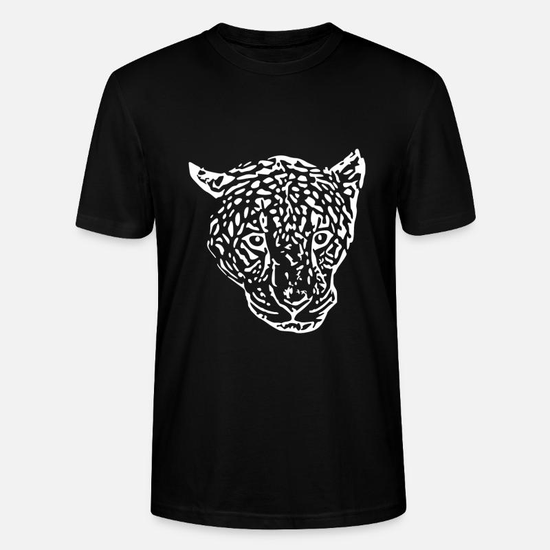 leopard Kopf weiß - Stanley/Stella Unisex Bio-T-Shirt CRAFTER - Schwarz