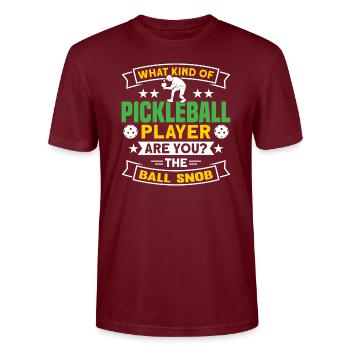 Ball Snob Pickleball Player Pickleball Design - Stanley/Stella CRAFTER Unisex Organic T-Shirt - burgundy - Front - Alina (178cm) & Michal (187cm)