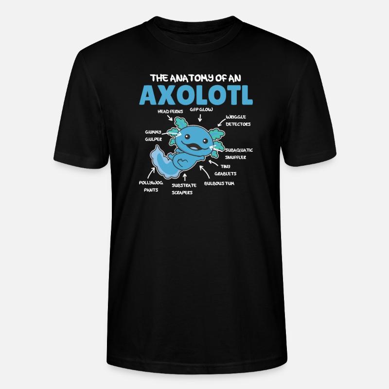 Axolotl Explication Anatomie d’un Axolotl - T-shirt bio CRAFTER Stanley Stella Unisexe - noir