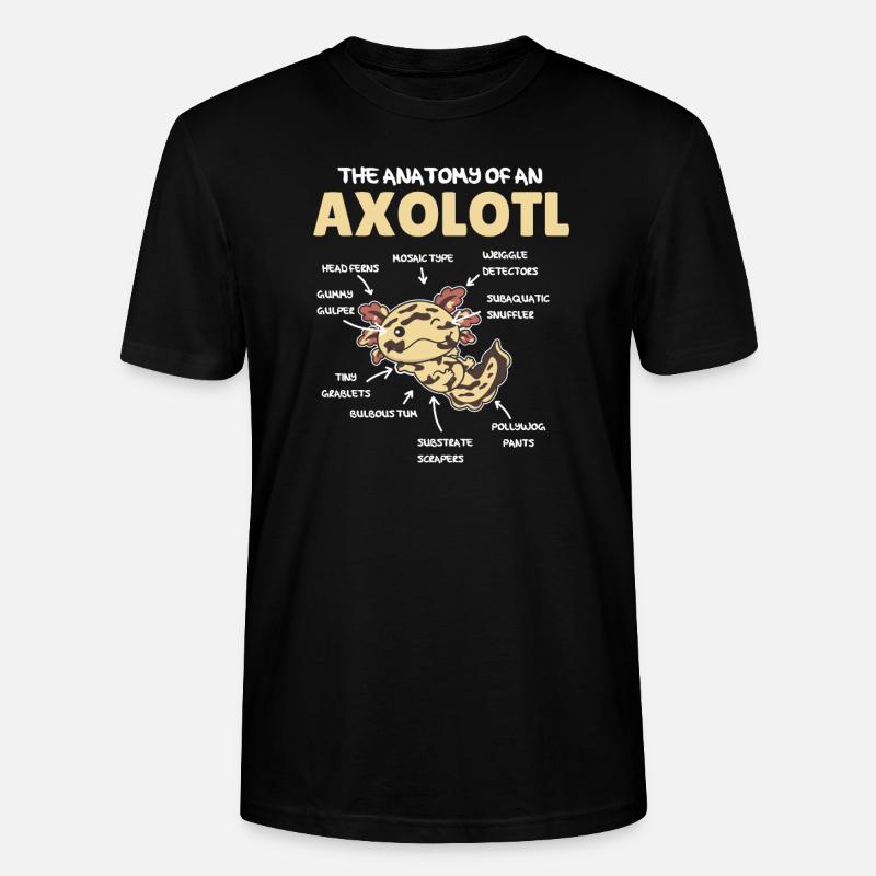 Axolotl Explication Anatomie d’un Axolotl - T-shirt bio CRAFTER Stanley Stella Unisexe - noir