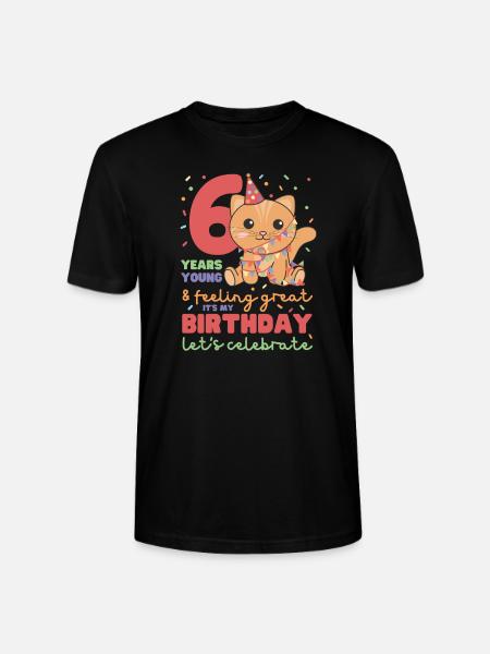 Katze zum 6. Geburtstag Kinder sechs Jahre alt - Stanley/Stella Unisex Bio-T-Shirt CRAFTER - Schwarz