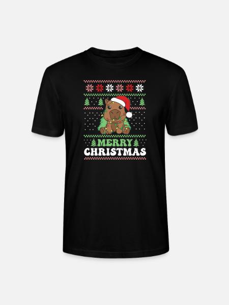 Glædelig jul retro grim jul Capybara - Stanley Stella CRAFTER unisex økologisk-T-shirt - sort