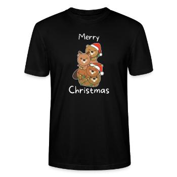 Biber Weihnachtsbaum Weihnachts Tiere Biber - Stanley/Stella Unisex Bio-T-Shirt CRAFTER - Schwarz - Vorne - Alina (178cm) & Michal (187cm)