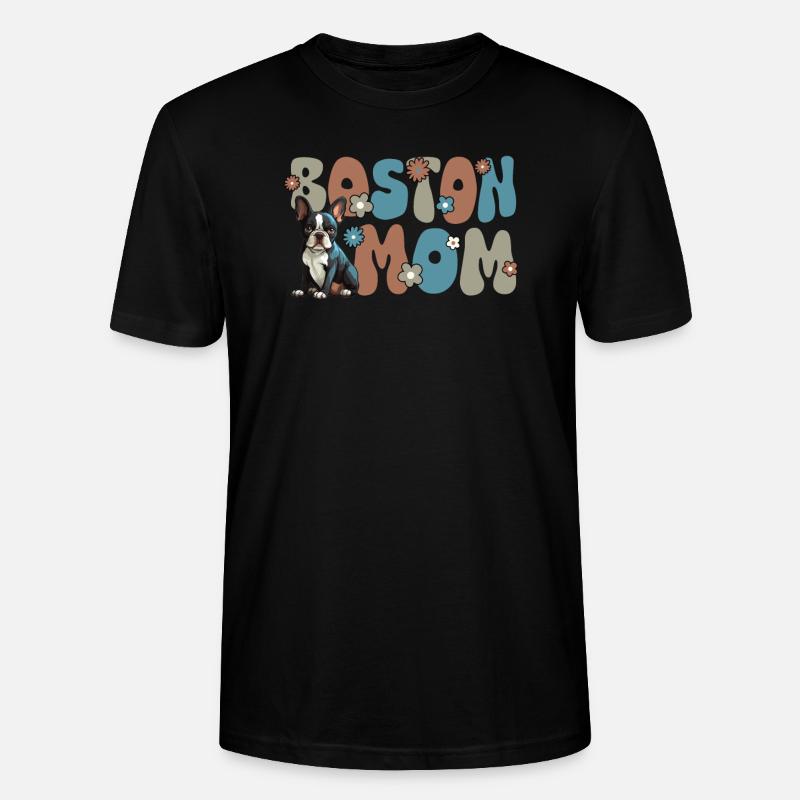 Boston Terrier Groovy Boston Maman - T-shirt bio CRAFTER Stanley Stella Unisexe - noir