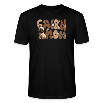 Cairn Terrier Groovy Cairn Mor - Stanley Stella CRAFTER unisex økologisk-T-shirt - sort - Foran - Alina (178cm) & Michal (187cm)
