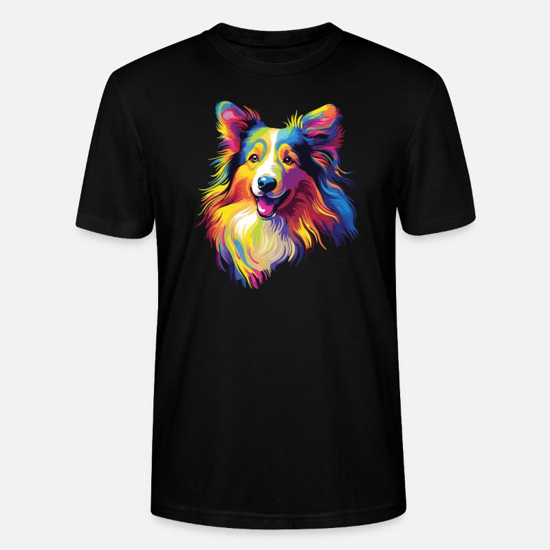 Wasserfarben Farbenfroher Collie - Stanley/Stella Unisex Bio-T-Shirt CRAFTER - Schwarz