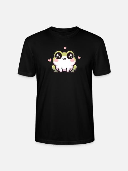 Kawaii Frosch niedliches Muster - Stanley/Stella Unisex Bio-T-Shirt CRAFTER - Schwarz