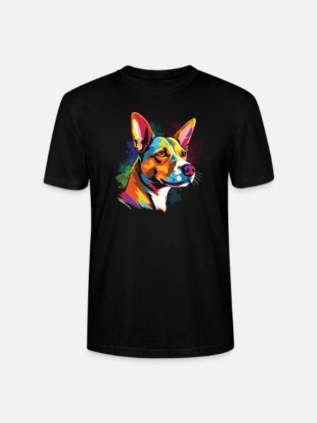 Wasserfarben Farbenfroher Basenji - Stanley/Stella Unisex Bio-T-Shirt CRAFTER - Schwarz