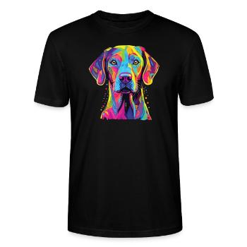 Watercolor Colorful Blue Lacy - Stanley/Stella CRAFTER Unisex Organic T-Shirt - black - Front - Alina (178cm) & Michal (187cm)