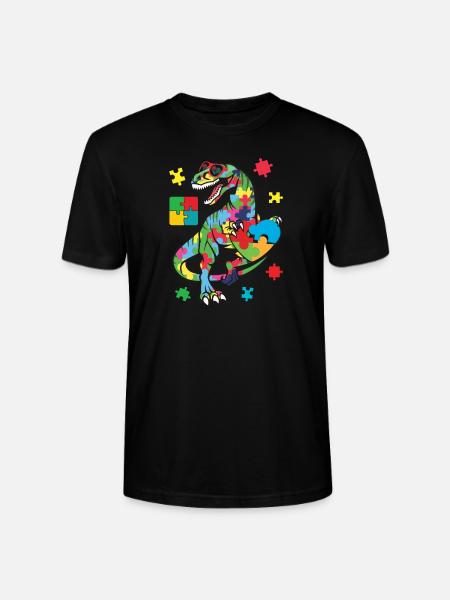 T Rex Dinosaurier-Autismus-Bewusstseins-Puzzleteil - Stanley/Stella Unisex Bio-T-Shirt CRAFTER - Schwarz
