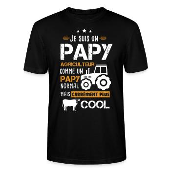 Papy Agriculteur - T-shirt bio CRAFTER Stanley Stella Unisexe - noir - Devant - Alina (178cm) & Michal (187cm)