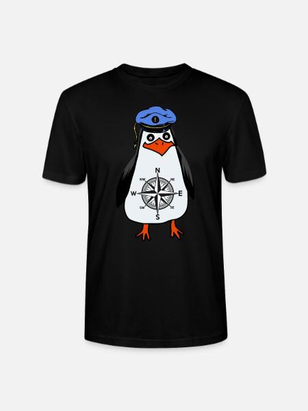 Penguin Maritim Captain Compass Windrose - Stanley/Stella CRAFTER Unisex Organic T-Shirt - black
