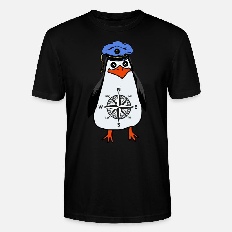 Penguin Maritim Captain Compass Windrose - Stanley/Stella CRAFTER Unisex Organic T-Shirt - black