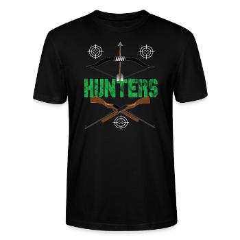Chasseur Chasse Chasse Chasse Fusil de Tir - T-shirt bio CRAFTER Stanley Stella Unisexe - noir - Devant - Alina (178cm) & Michal (187cm)