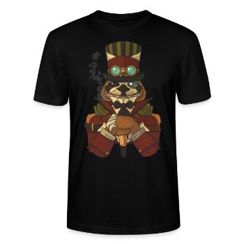 Steampunk Sloth - Stanley/Stella CRAFTER Unisex Organic T-Shirt - black - Front - Alina (178cm) & Michal (187cm)