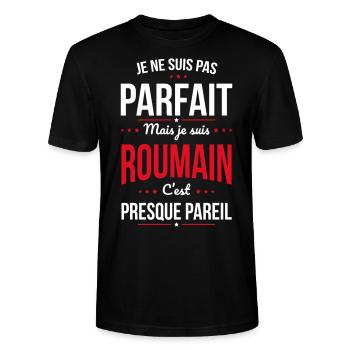 Je ne suis pas parfait mais je suis Roumain - T-shirt bio CRAFTER Stanley Stella Unisexe - noir - Devant - Alina (178cm) & Michal (187cm)