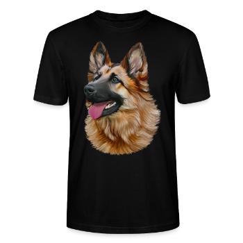 Deutscher Schäferhund - Berger allemand - T-shirt bio CRAFTER Stanley Stella Unisexe - noir - Devant - Alina (178cm) & Michal (187cm)