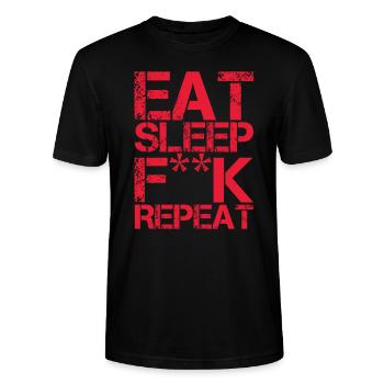 EAT SLEEP F ** K REPEAT - BAISE - T-shirt bio CRAFTER Stanley Stella Unisexe - noir - Devant - Alina (178cm) & Michal (187cm)