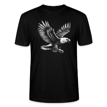 Fliegender Adler - Stanley/Stella Unisex Bio-T-Shirt CRAFTER - Schwarz - Vorne - Alina (178cm) & Michal (187cm)