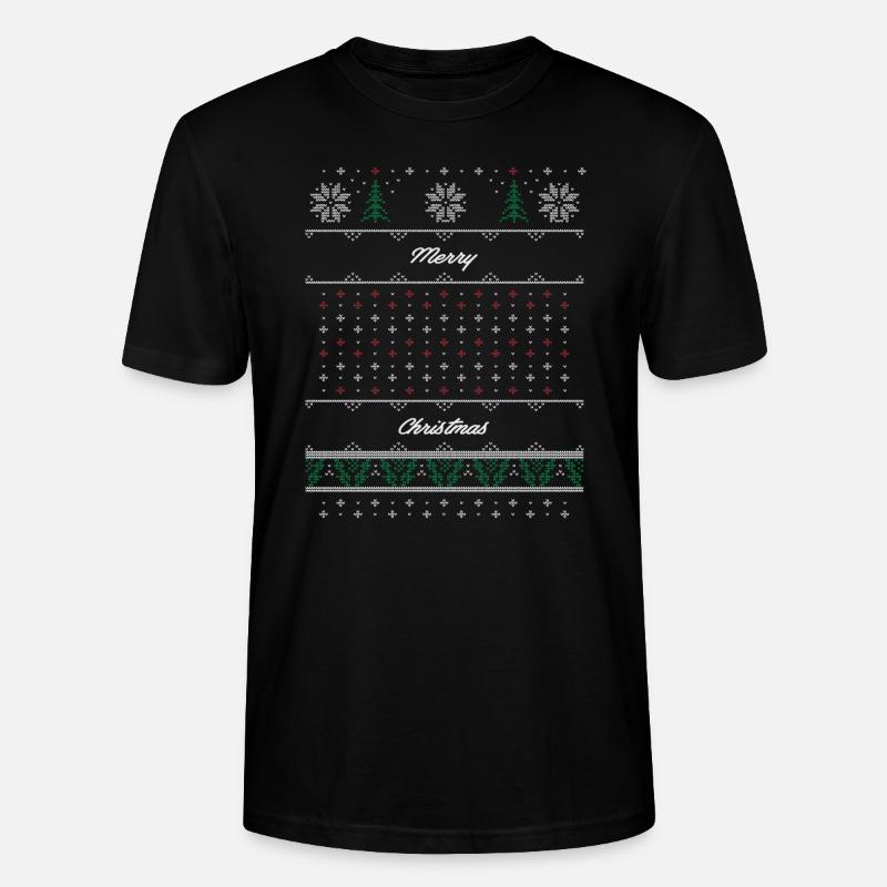 Merry Christmas Pattern - T-shirt bio CRAFTER Stanley Stella Unisexe - noir
