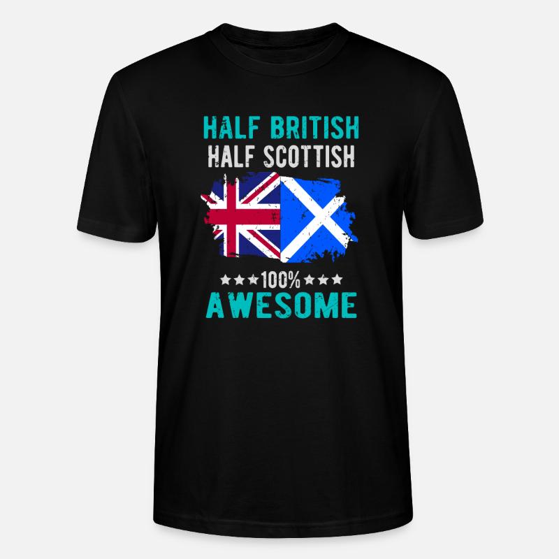 Half British Half Scotsman - Stanley/Stella CRAFTER Unisex Organic T-Shirt - black