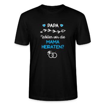 Papa Wollen Wir Die Mama Heiraten Verlobung Antrag - Stanley/Stella Unisex Bio-T-Shirt CRAFTER - Schwarz - Vorne - Alina (178cm) & Michal (187cm)