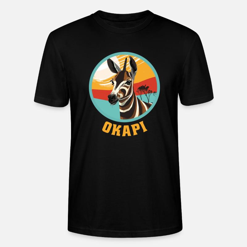 Okapi coucher de soleil Animal - T-shirt bio CRAFTER Stanley Stella Unisexe - noir