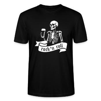 Rock'n'Roll-Skelett - Stanley/Stella Unisex Bio-T-Shirt CRAFTER - Schwarz - Vorne - Alina (178cm) & Michal (187cm)