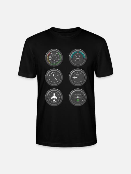 Airplane Flight Instruments - Stanley/Stella CRAFTER Unisex Organic T-Shirt - black