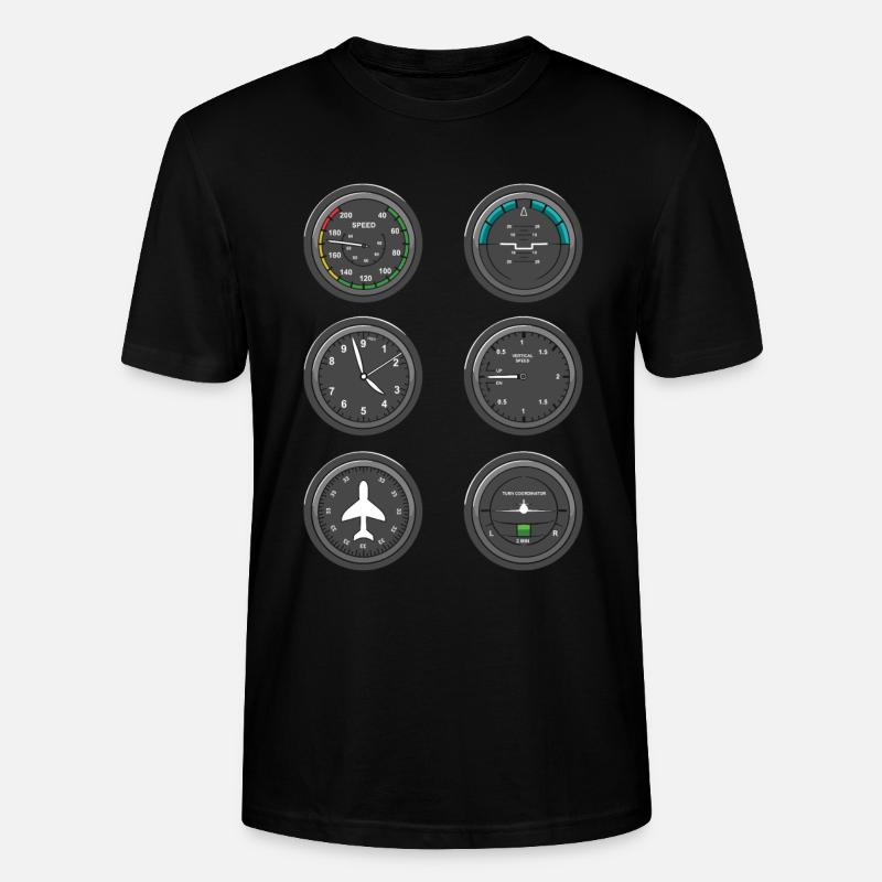 Instruments de vol d’avion - T-shirt bio CRAFTER Stanley Stella Unisexe - noir