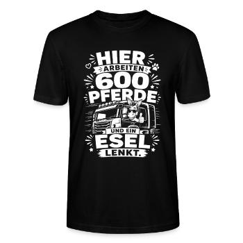 600 Pferde und ein Esel lenkt - Stanley/Stella Unisex Bio-T-Shirt CRAFTER - Schwarz - Vorne - Alina (178cm) & Michal (187cm)