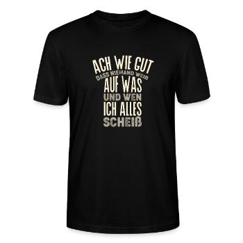 Ach wie gut Spruch - Stanley/Stella Unisex Bio-T-Shirt CRAFTER - Schwarz - Vorne - Alina (178cm) & Michal (187cm)