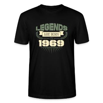 1969 - Stanley/Stella Unisex Bio-T-Shirt CRAFTER - Schwarz - Vorne - Alina (178cm) & Michal (187cm)