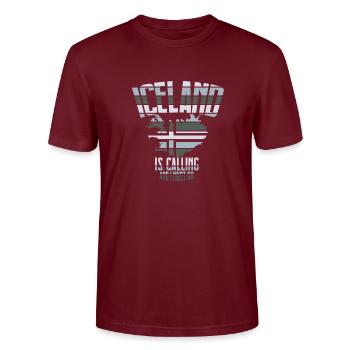 Iceland - Stanley/Stella CRAFTER Unisex Organic T-Shirt - burgundy - Front - Alina (178cm) & Michal (187cm)
