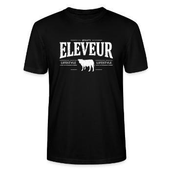 Eleveur - T-shirt bio CRAFTER Stanley Stella Unisexe - noir - Devant - Alina (178cm) & Michal (187cm)